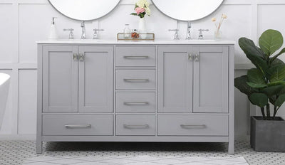 60 inch Double Bathroom Vanity in Gray