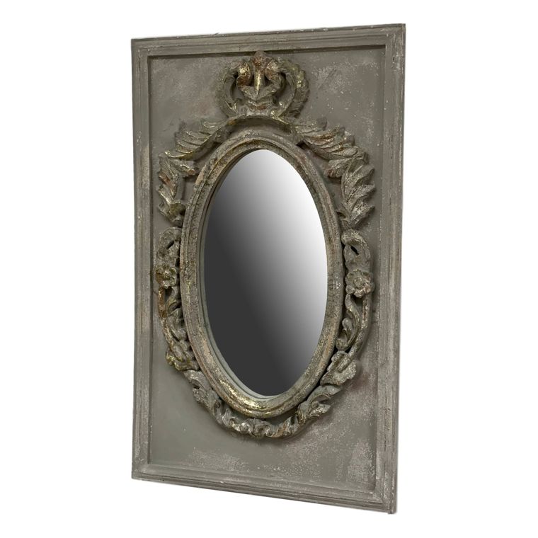 Hand Carved Wood Portrait Wall Mirror