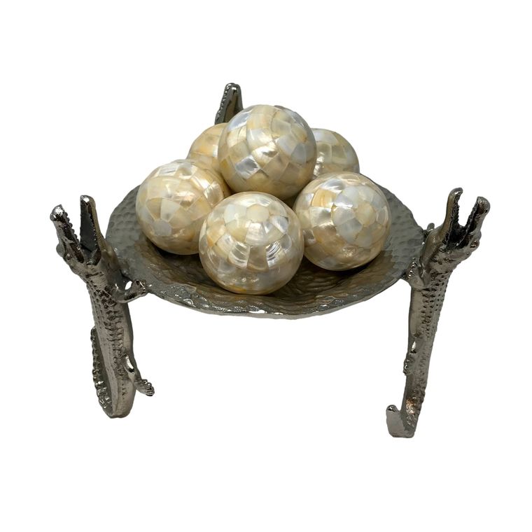 Polished Cast Aluminum 3 Alligator Serving Tray/Centerpiece