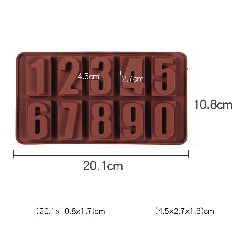 0-9 Digital Chocolate Silicone Molds Cake Dessert Baking Tools Decoration Homemade Single Decomposed Number Mould Digital Shaped Chocolate Mold Silicone Digital Mold Trays Chocolate Candy Dessert Ice Cream Mold