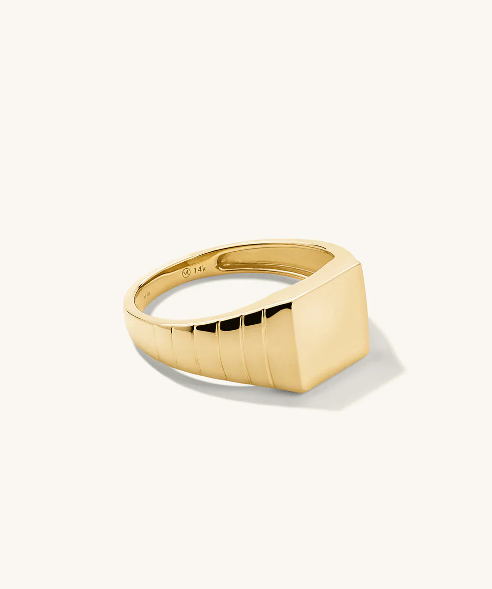 Square Signet Gold Ring - Size 8 - Mens