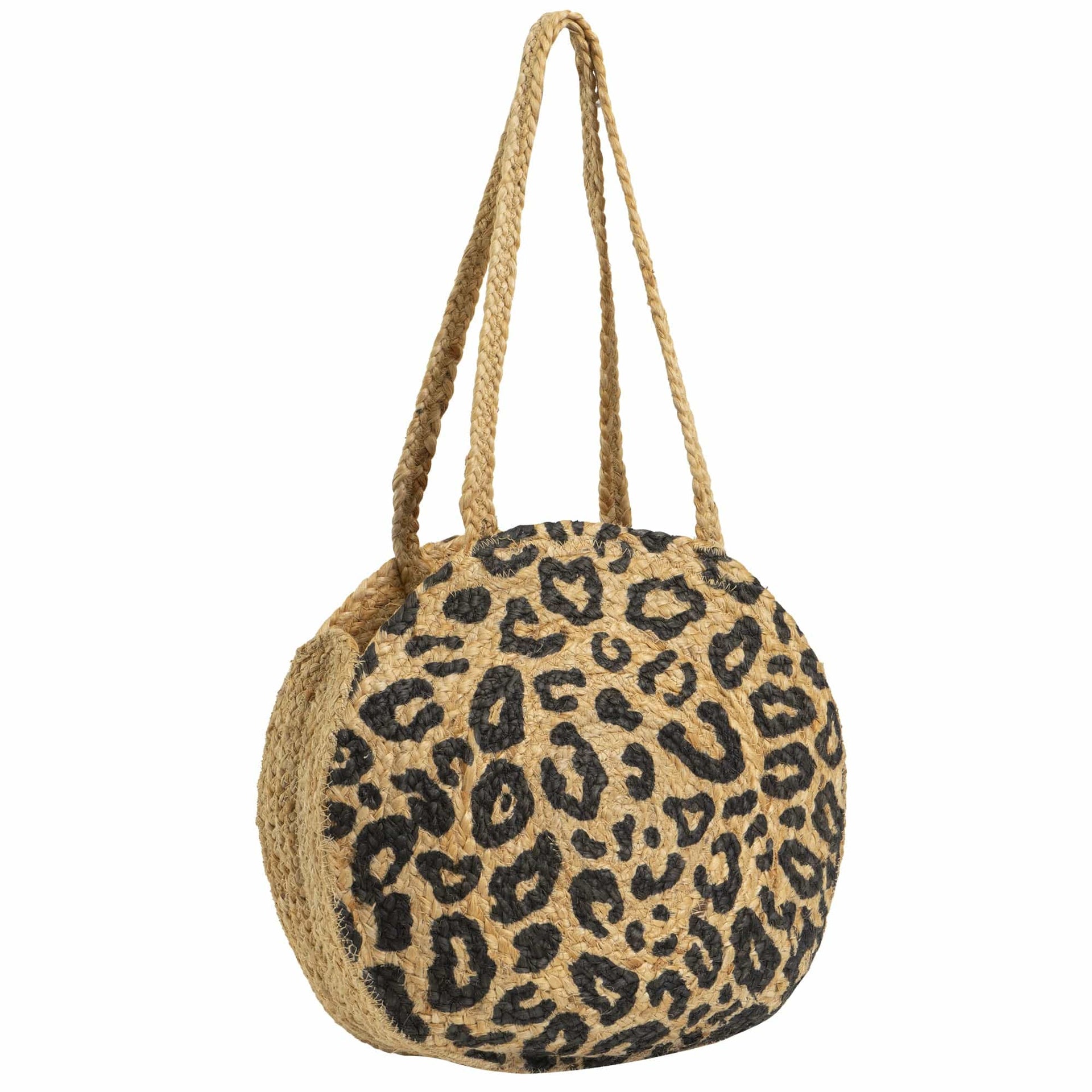 Magid Leopard Print Straw Jute Circle Tote