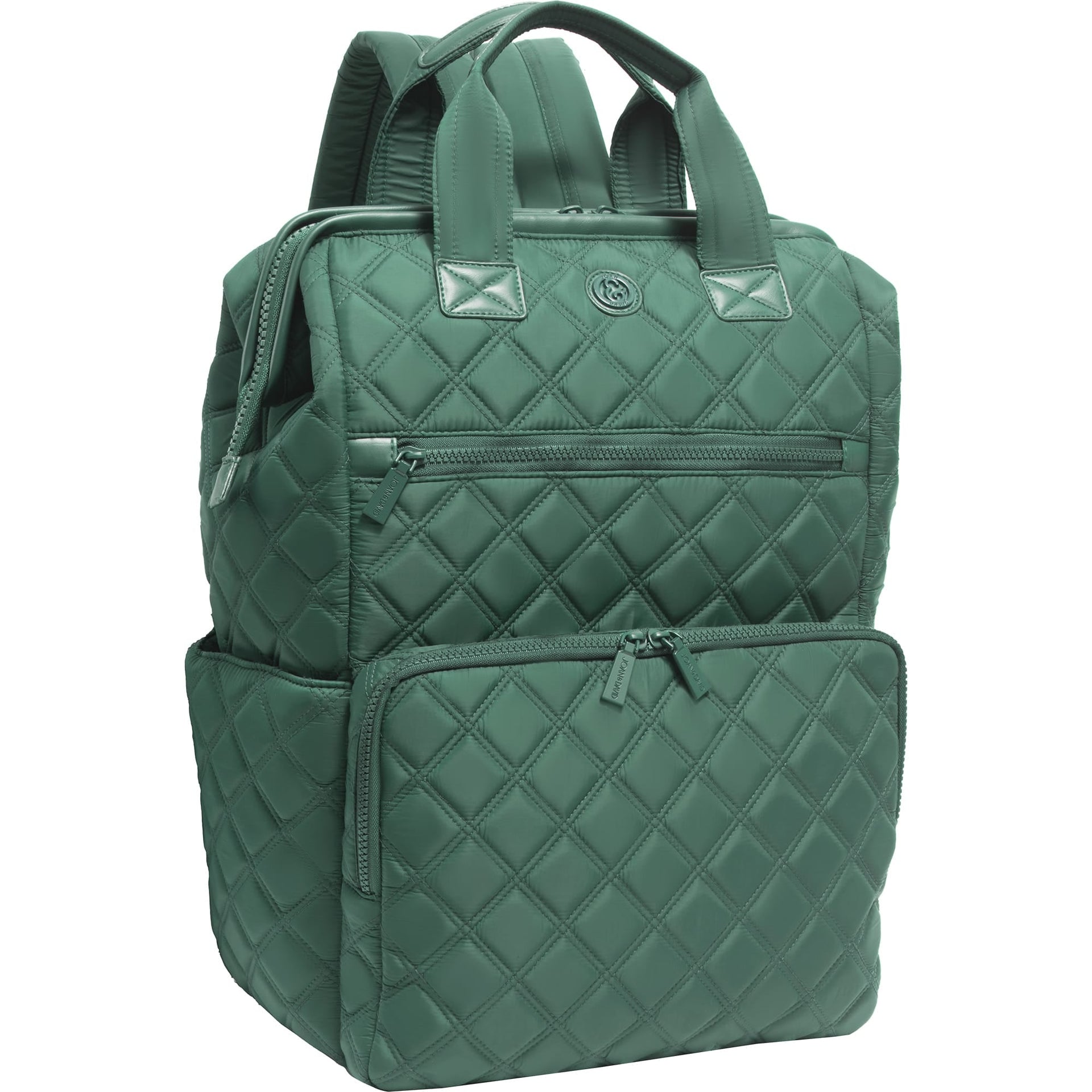 Joan & David Diamond Quilted Puffer Nylon Square Laptop Backpack