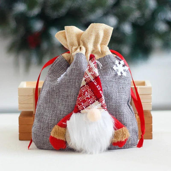 Forest Man Gift Bag Christmas Linen Cartoon Decoration Faceless Elderly Gift Bag Gift Bag Candy Bag