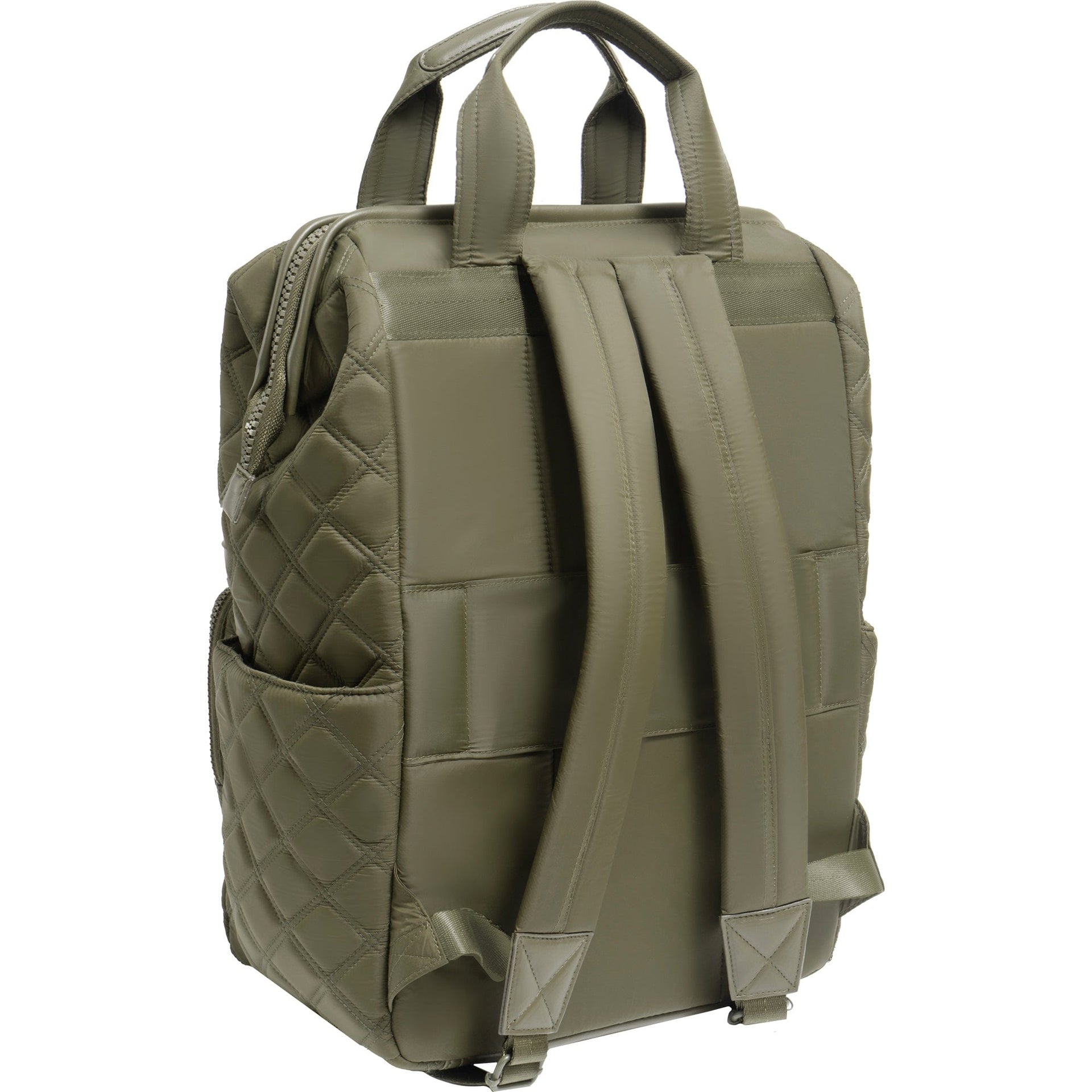 Joan & David Diamond Quilted Puffer Nylon Square Laptop Backpack