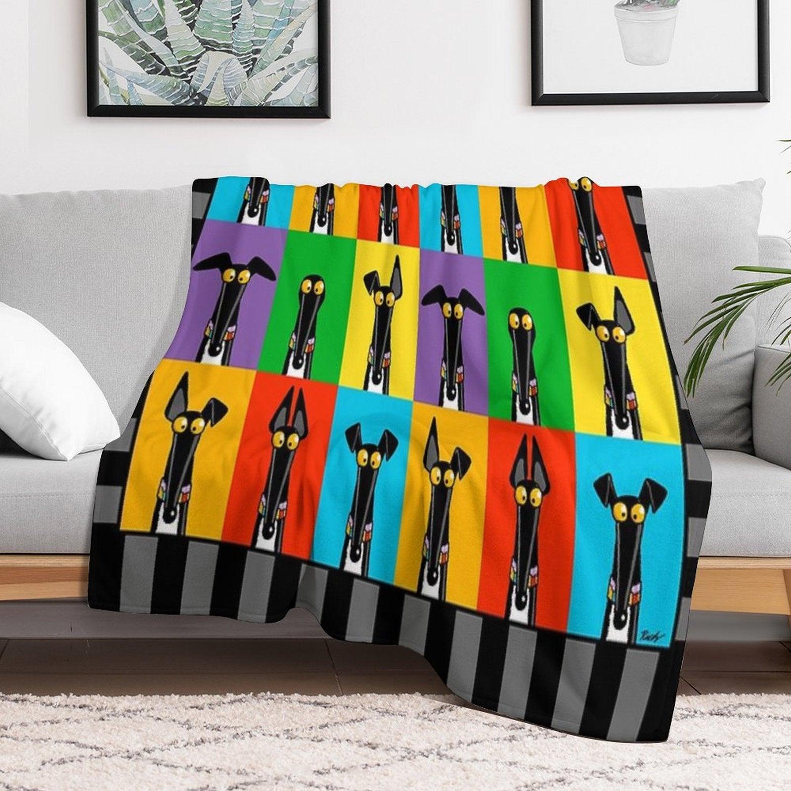Greyhound Semaphore with Border Throw Blanket
