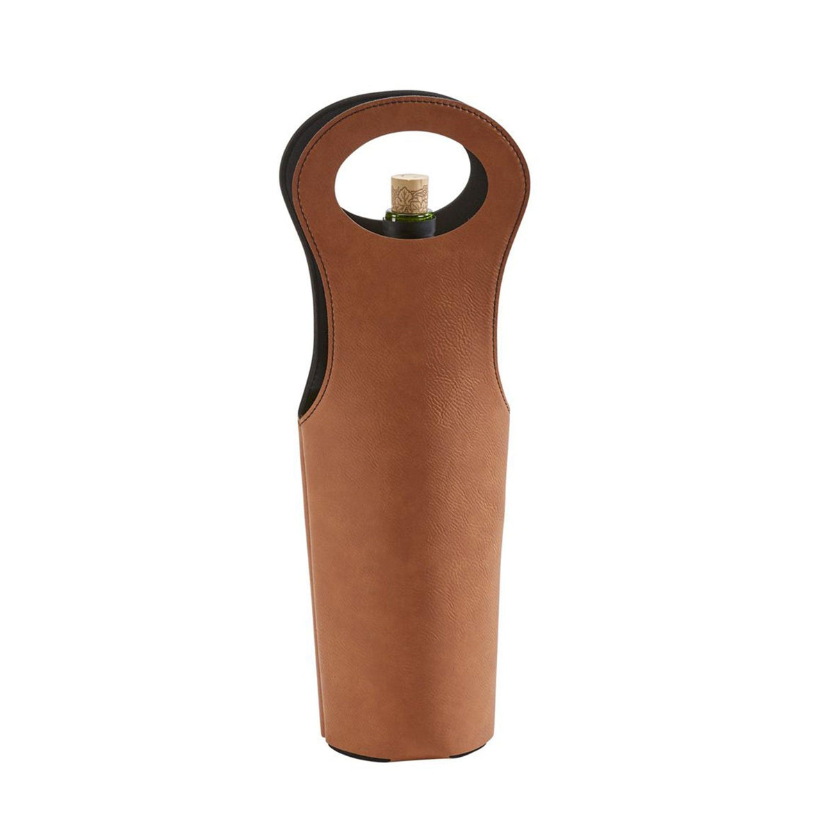 Leatherette Wine Holder in Caramel - 14.5