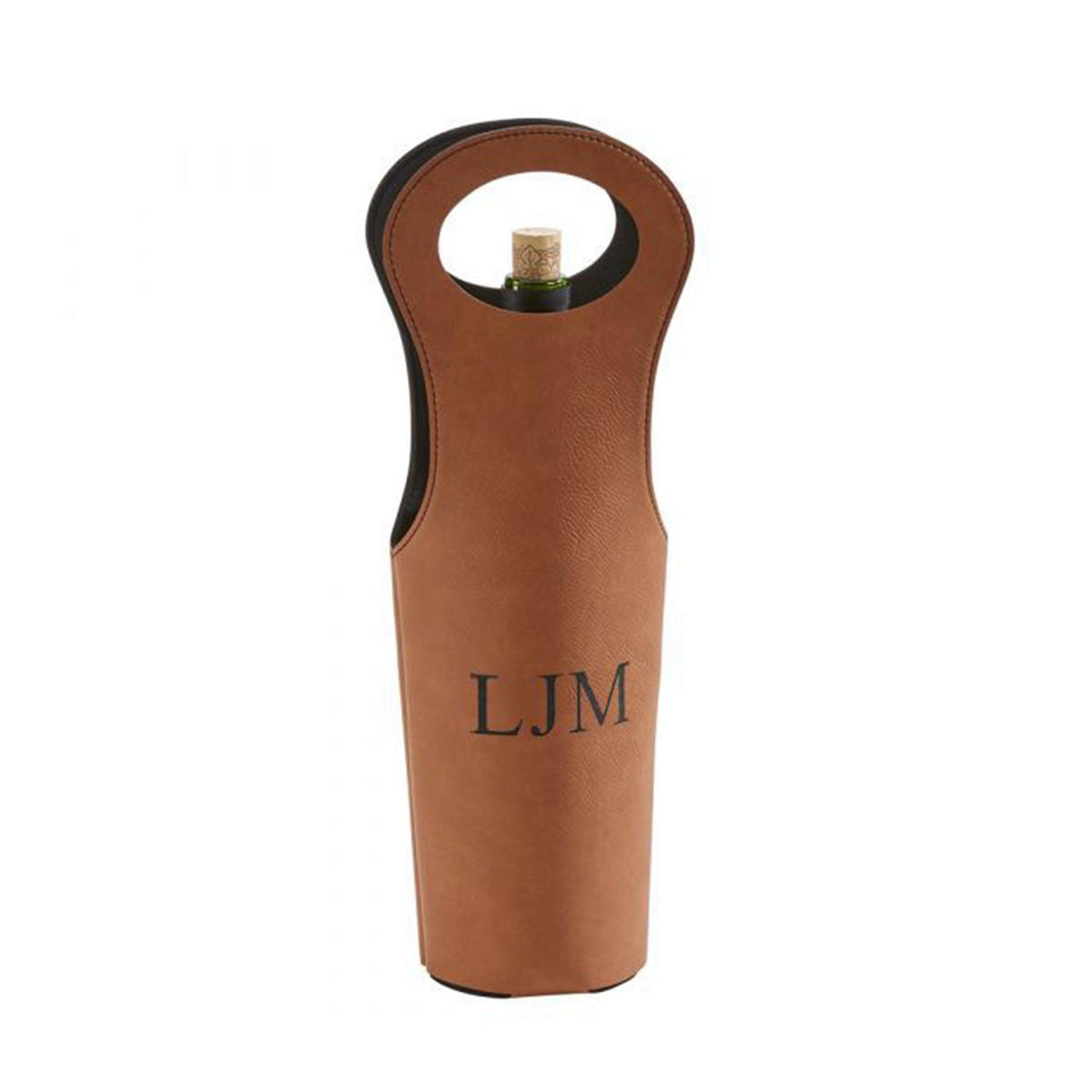 Leatherette Wine Holder in Caramel - 14.5
