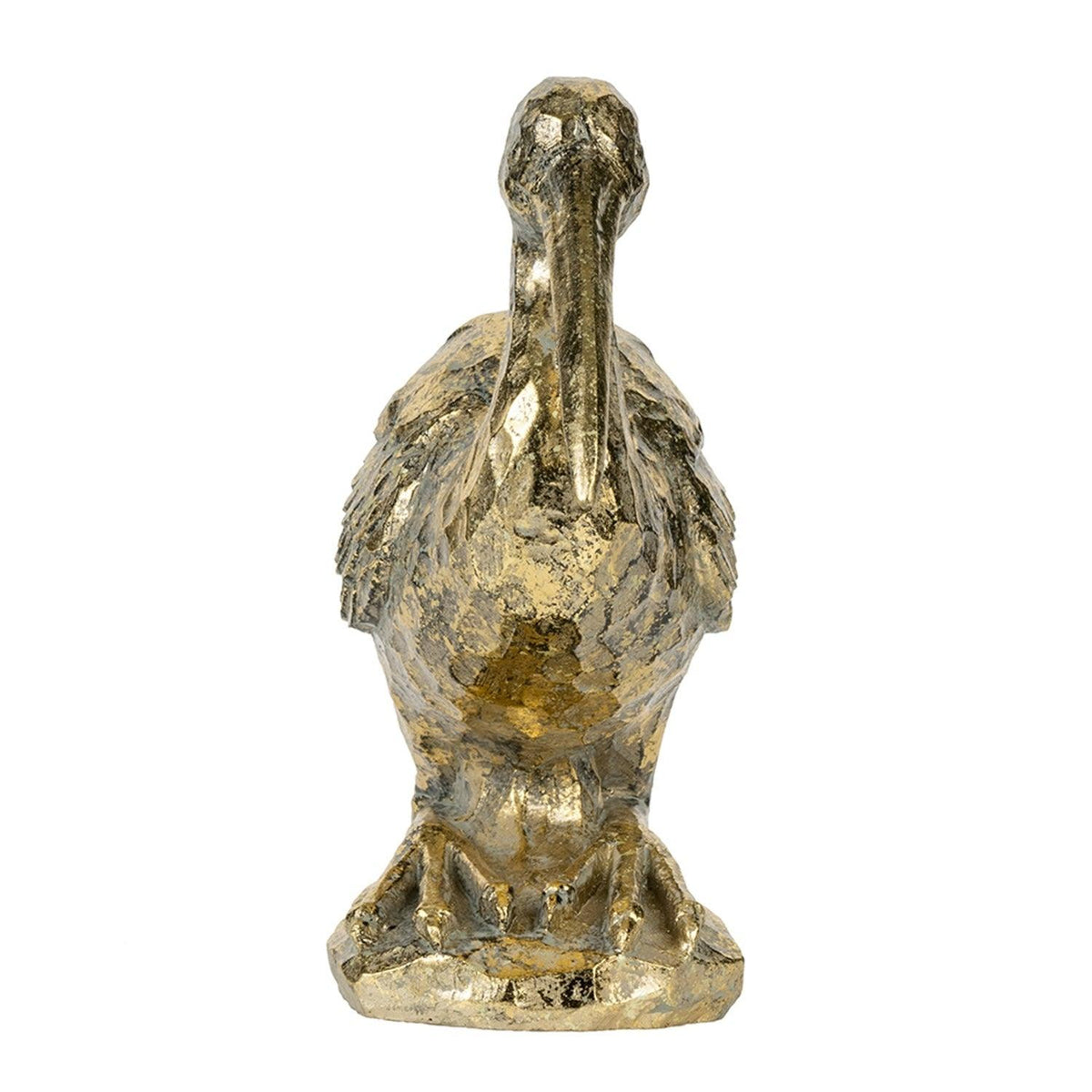 Antique Gold Kneeling Crane Figurine