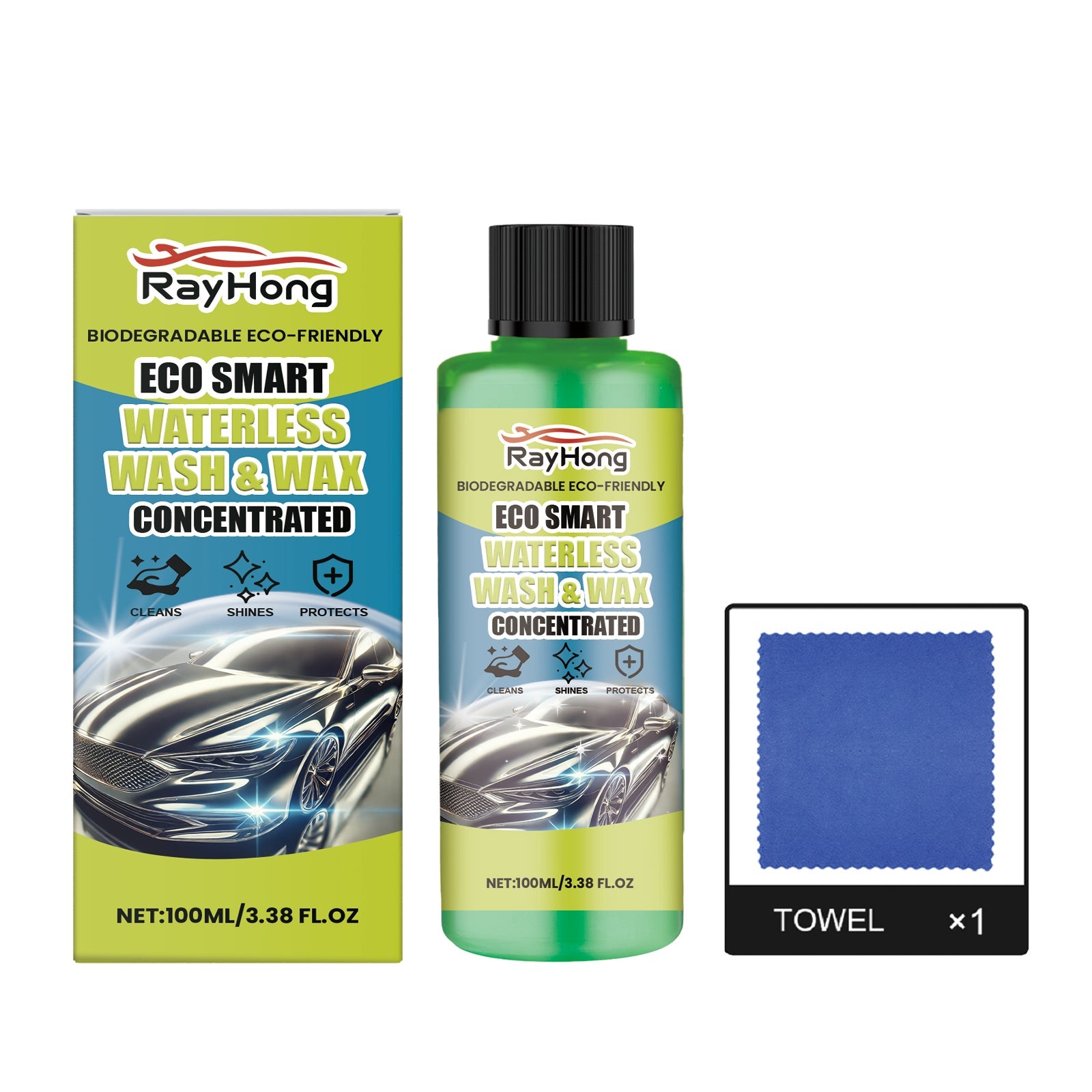 Waterless Car Wash Cleaning Set, Car Wash Cleaning And Decontamination Mild Decontamination Car Bright Cleaner
