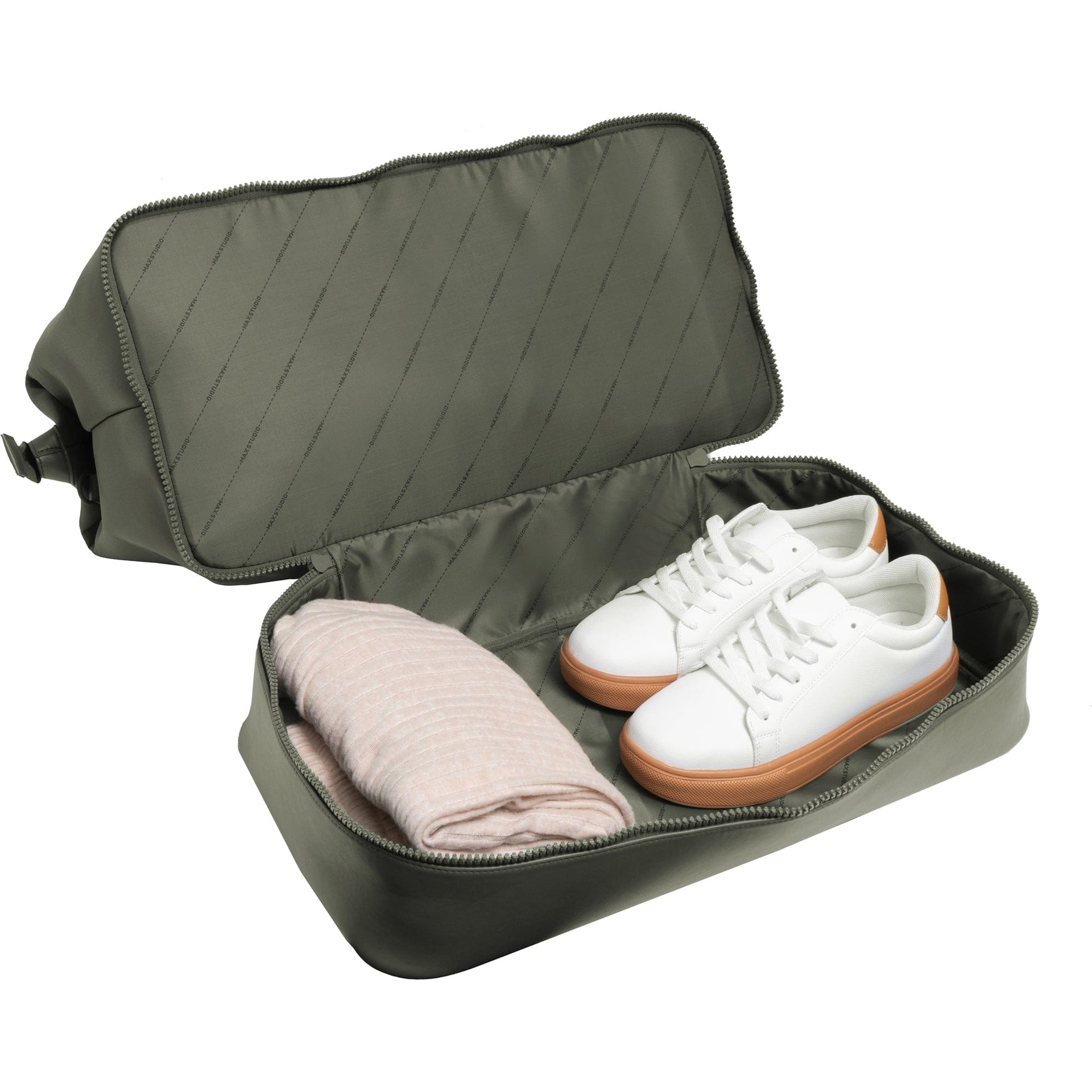 Max Studio Sport Nylon & Faux Leather Drop Bottom Duffel Bag