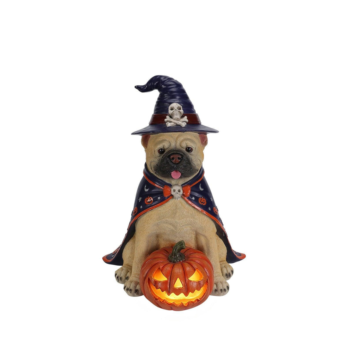 Halloween Bulldog Witch Statue