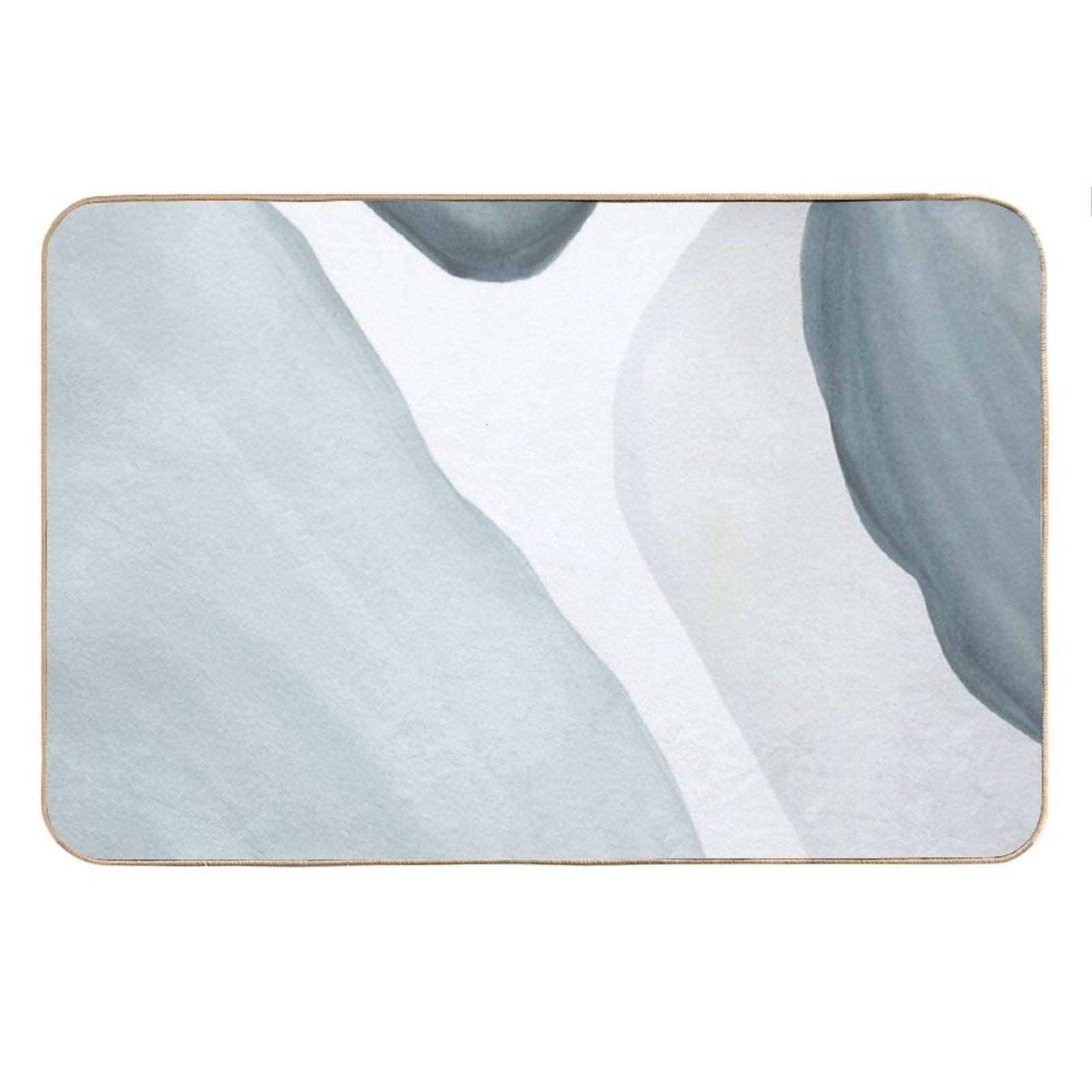 Blue Abstract Watercolor Painting. Modern, Minimalist Design. Bath Mat
