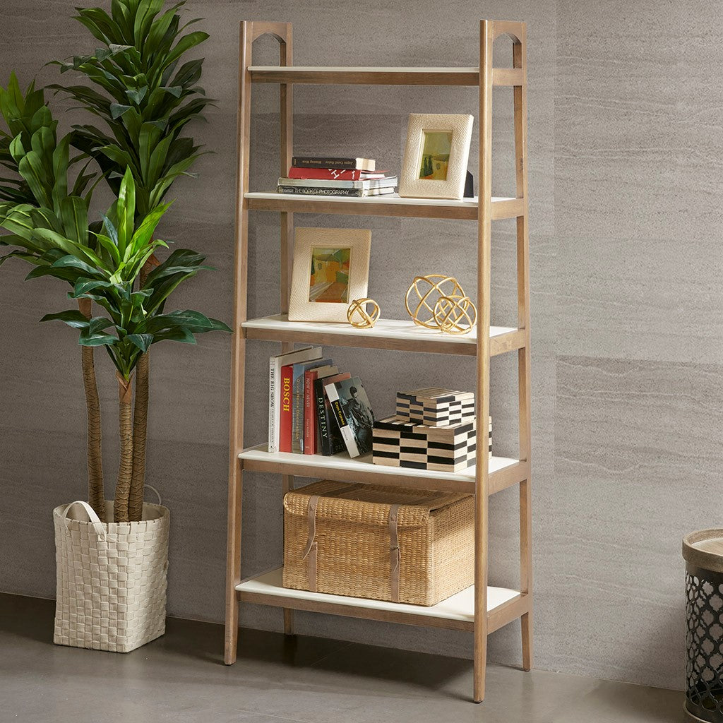 Parker Off-White/Natural Shelf Bookcase by Madison Park - Gifts for You 'n Me