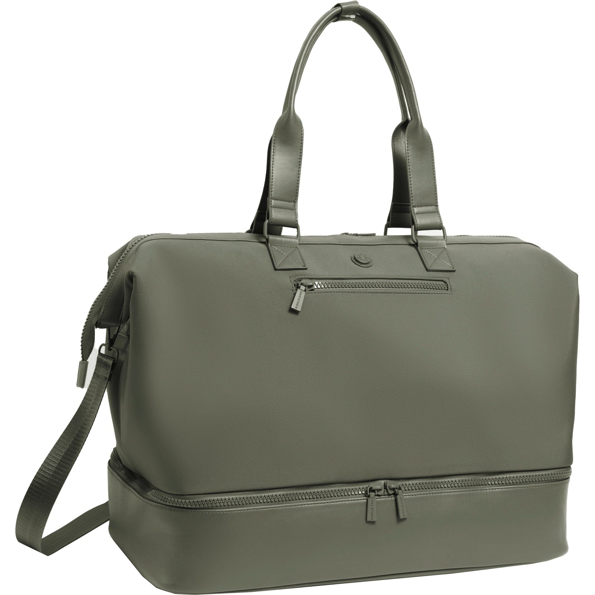 Max Studio Sport Nylon & Faux Leather Drop Bottom Duffel Bag