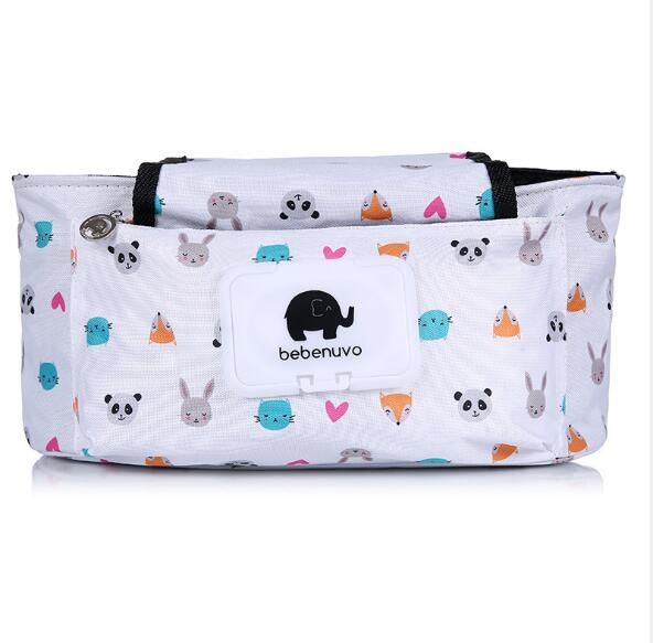 Print Strollers Baby Trolley Bag with Detachable Handbag Multifunctional Baby Stroller Organizer Pram Buggy Cart Hanging Bag XV2