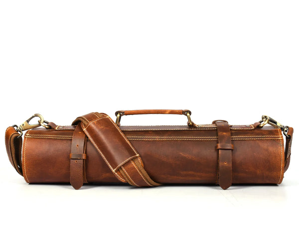 Aurora Leather Knife Roll 10 Slot - Stress Brown - Gifts for You 'n Me