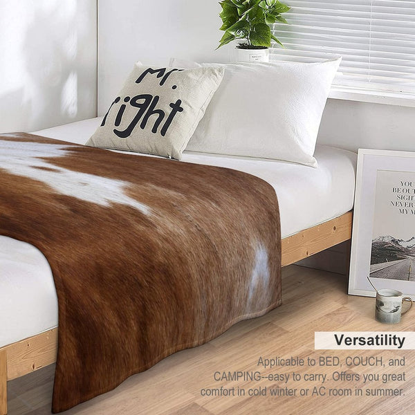 Cow Hide Brown & White All-season Throw Blanket