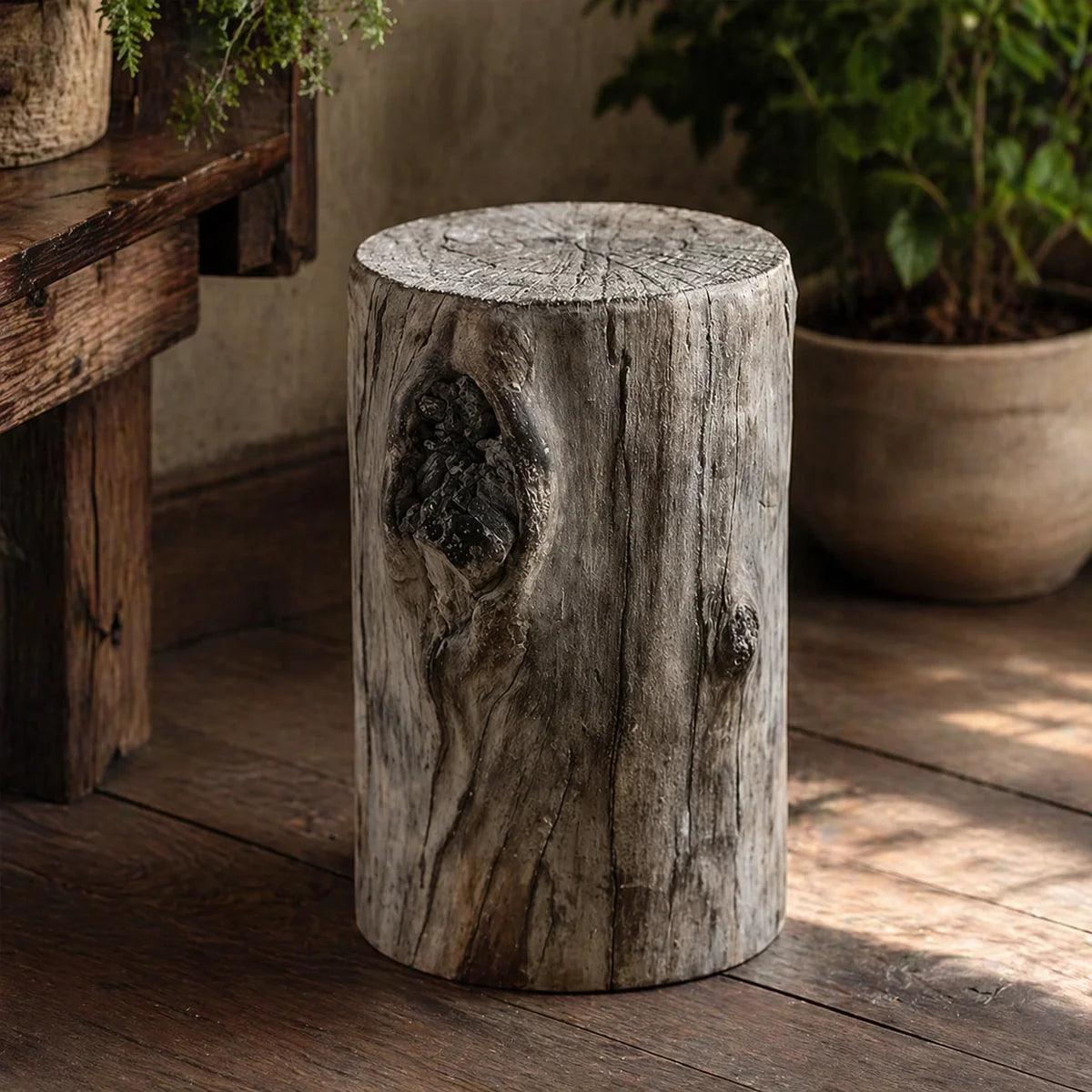 Distressed  Cement Log Display Riser