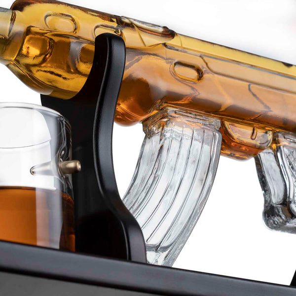 Gun Large Decanter Set Bullet Glasses - Limited Edition Elegant Rifle Gun Whiskey Decanter 22.5