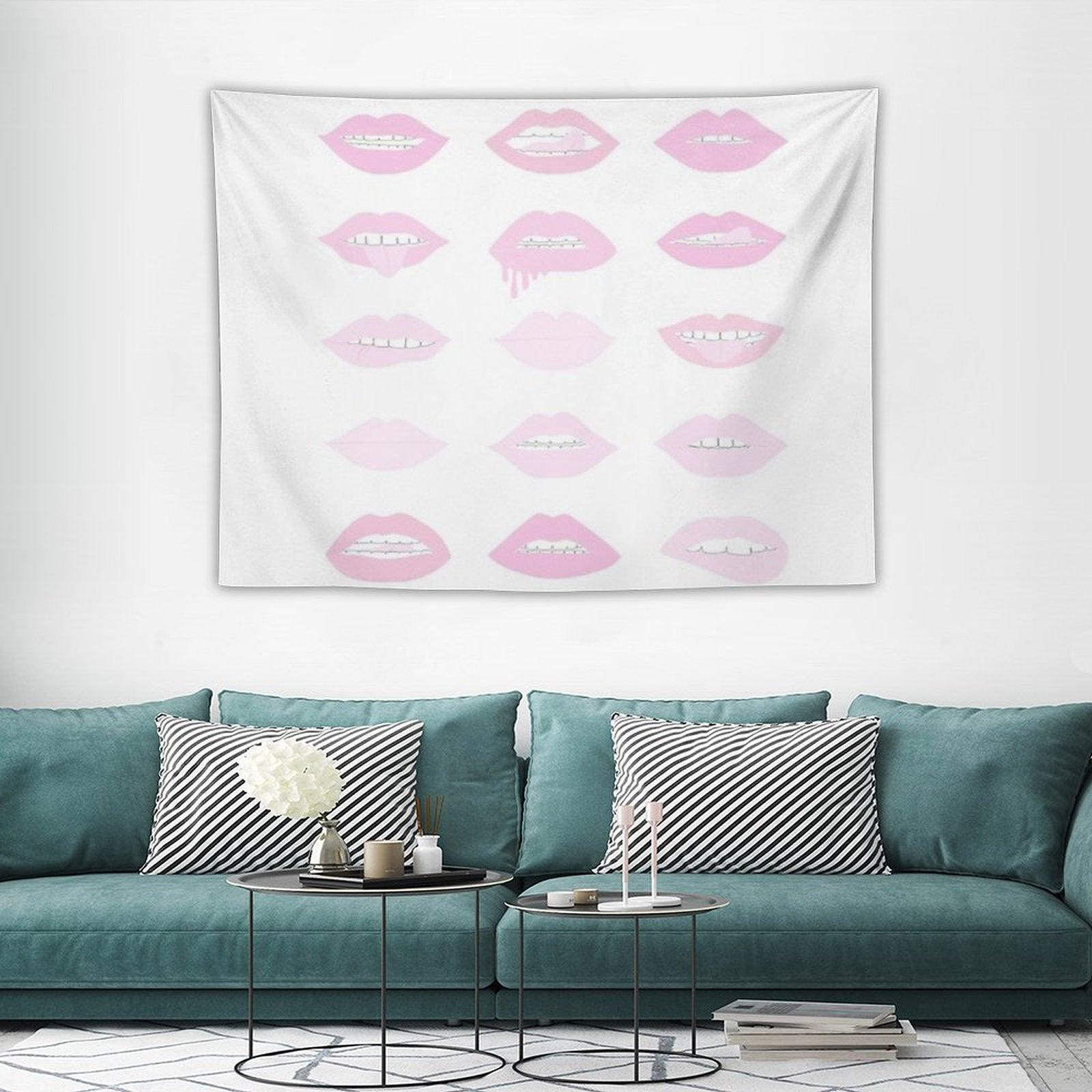 Pink And Blush Lipstick Lips Tapestry