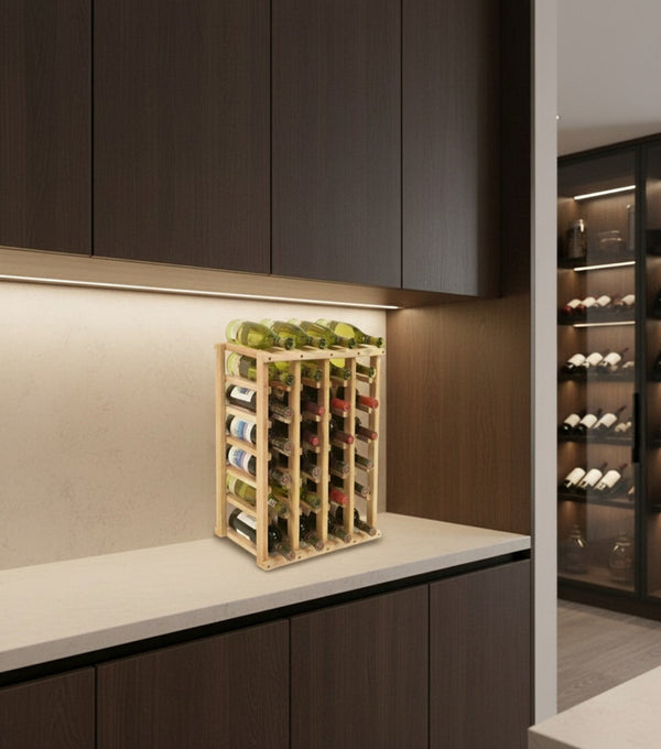 Compact Solid Wood Wine Rack Perfect for Multi Bottle Display in Kitchen, Cellar, and Retail Spaces