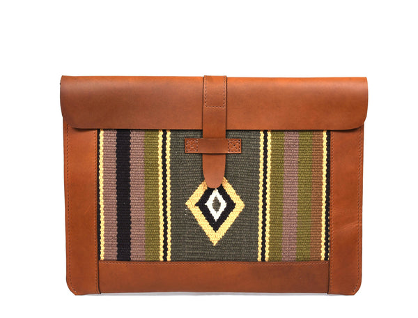 Vintage bohemian Leather Mac Book Sleeve - Caramel Brown