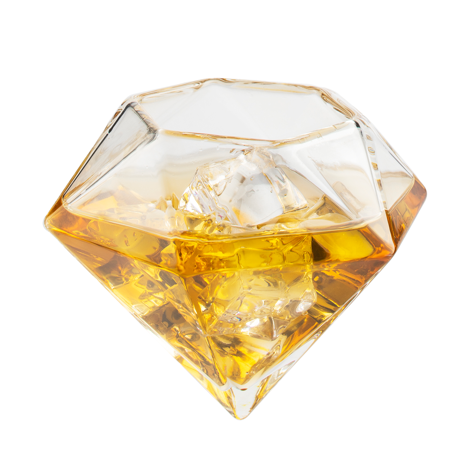 Set of 4 Diamond Whiskey & Wine Glasses 10oz - Wine, Whiskey, Water, Diamond Shaped, Diamonds Collection Sparkle Patented Wine Savant - Stands Alone, Or on Stand