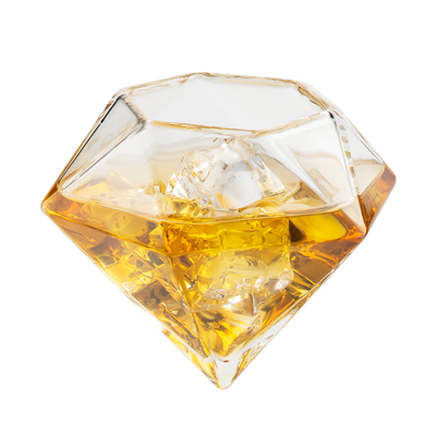 Set of 4 Diamond Whiskey & Wine Glasses 10oz - Wine, Whiskey, Water, Diamond Shaped, Diamonds Collection Sparkle Patented Wine Savant - Stands Alone, Or on Stand