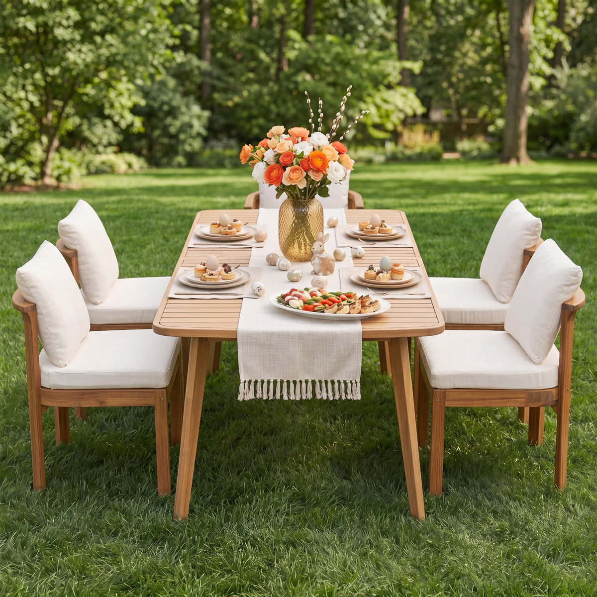 Acacia Wood Outdoor Dining Chair (Set of 4)
