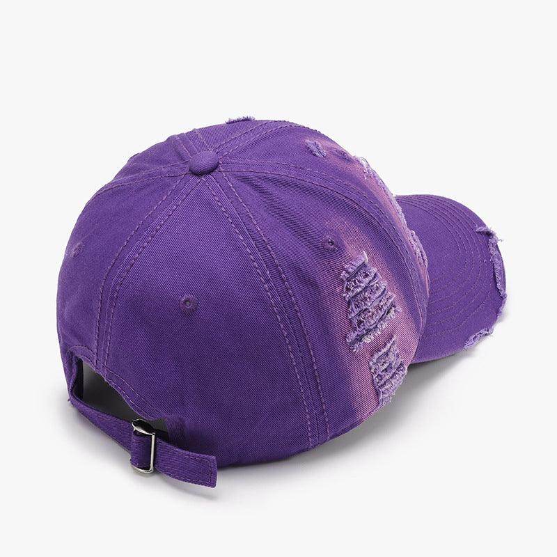 Distressed Adjustable Cotton Baseball Cap for Everyday Wear