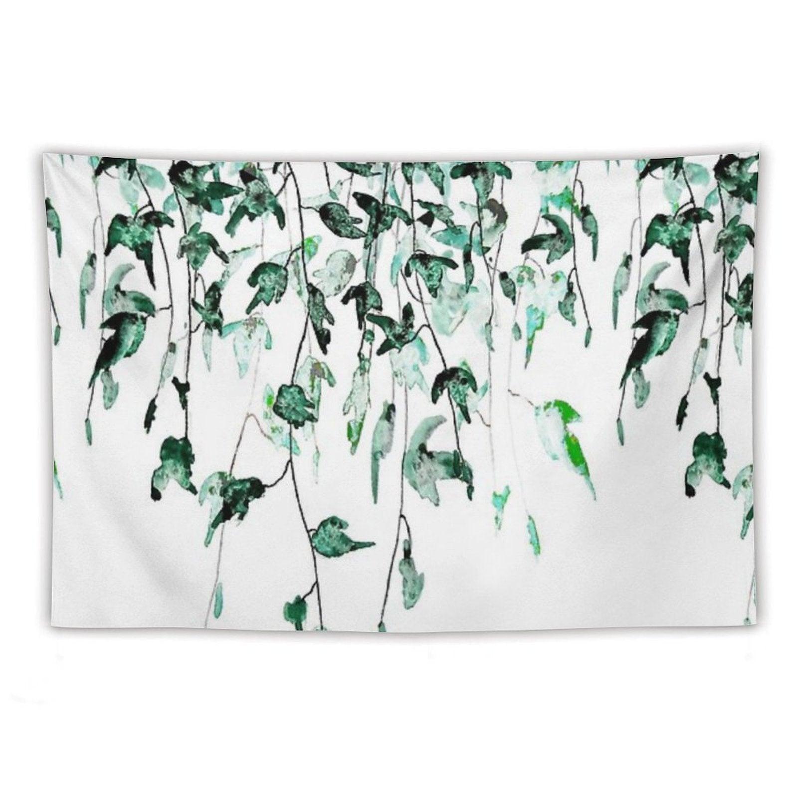 Hand Painted Ivy on The Wall Watercolor Tapestry