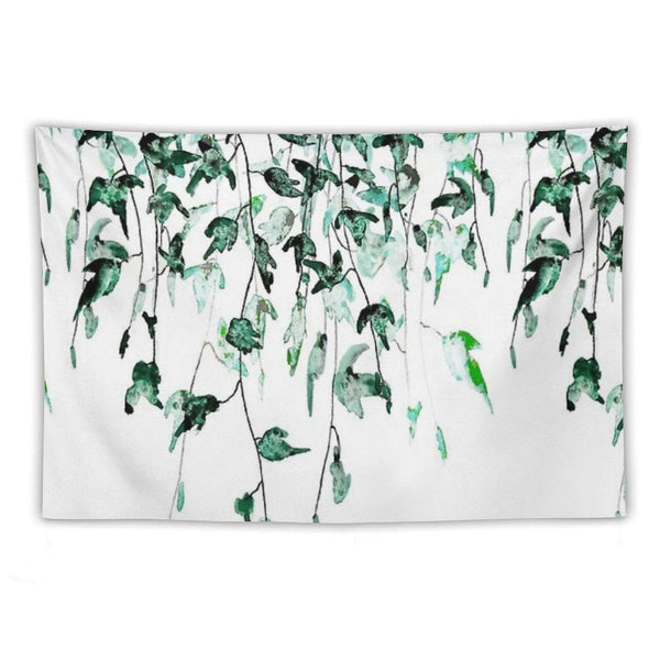 Hand Painted Ivy on The Wall Watercolor Tapestry