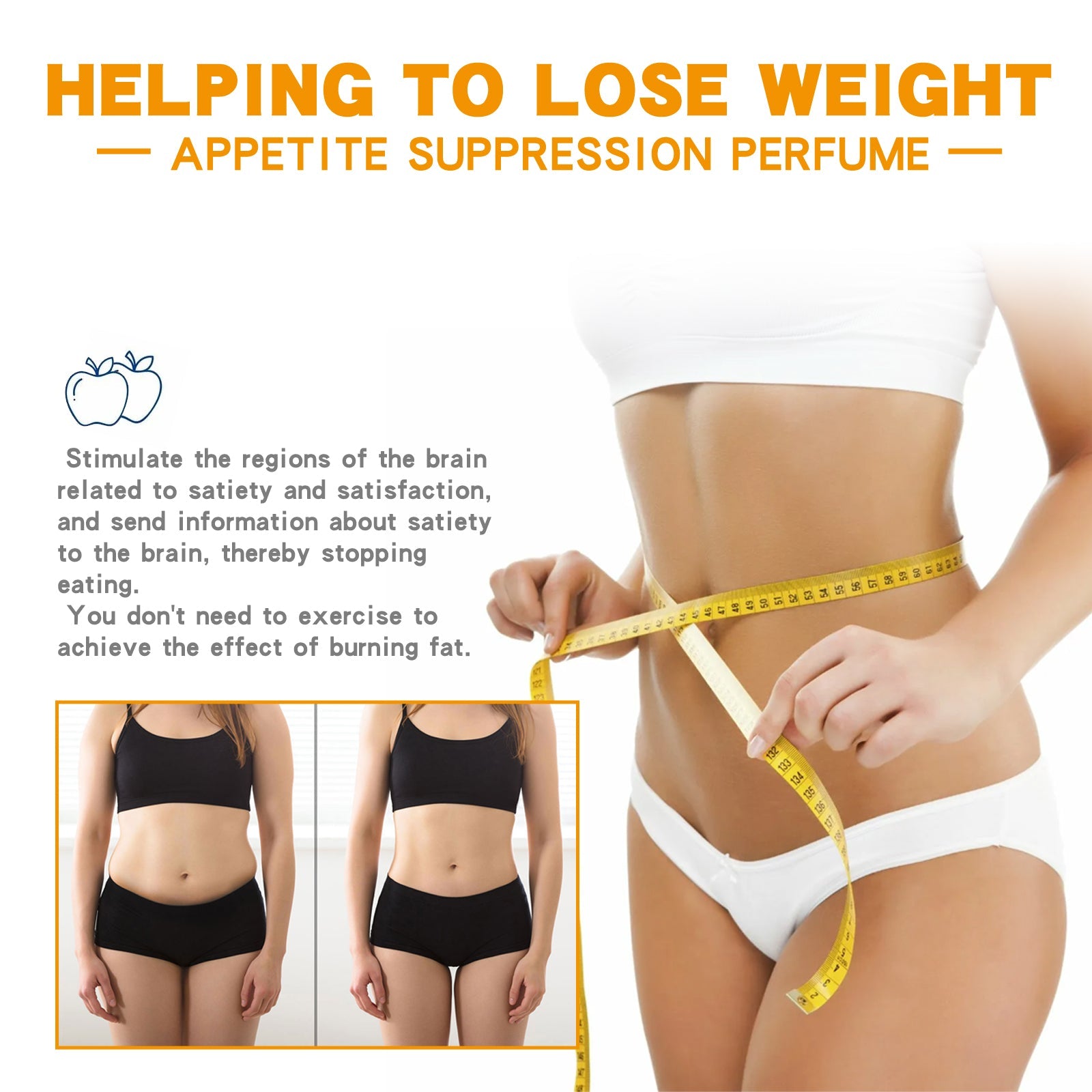 North moon Appetite Suppression Perpume, Light Fragrance Natural Fragrance Body Firming Skin Belly Bye Meat Slimming Spray