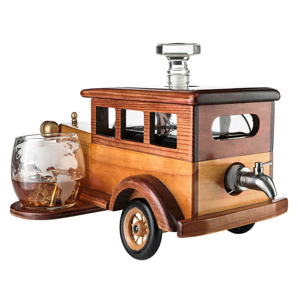 Old Fashioned Car Whiskey Decanter Set, Very Large 15
