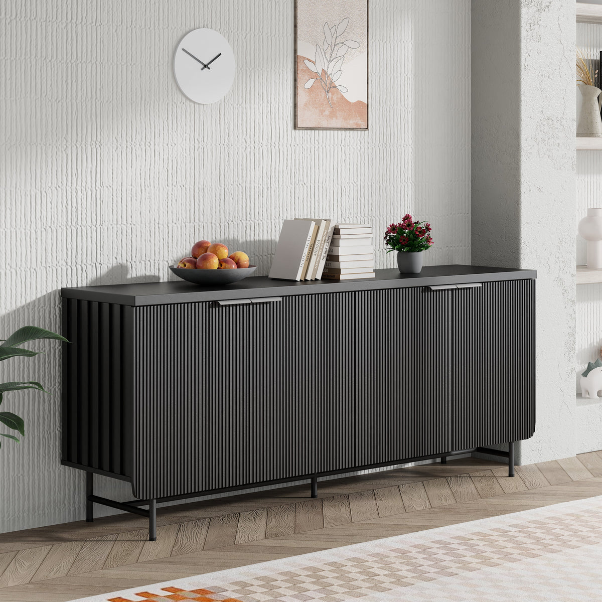 Modern Scandinavian Alcove Door Kitchen Storage Sideboard Buffet Cabinet