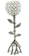 Vibhsa Silver Tree Hurricane Crystal Candle Holder | 13.2