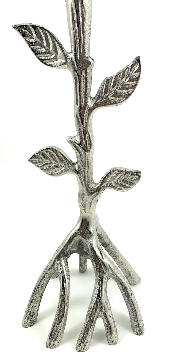 Vibhsa Silver Tree Hurricane Crystal Candle Holder | 13.2