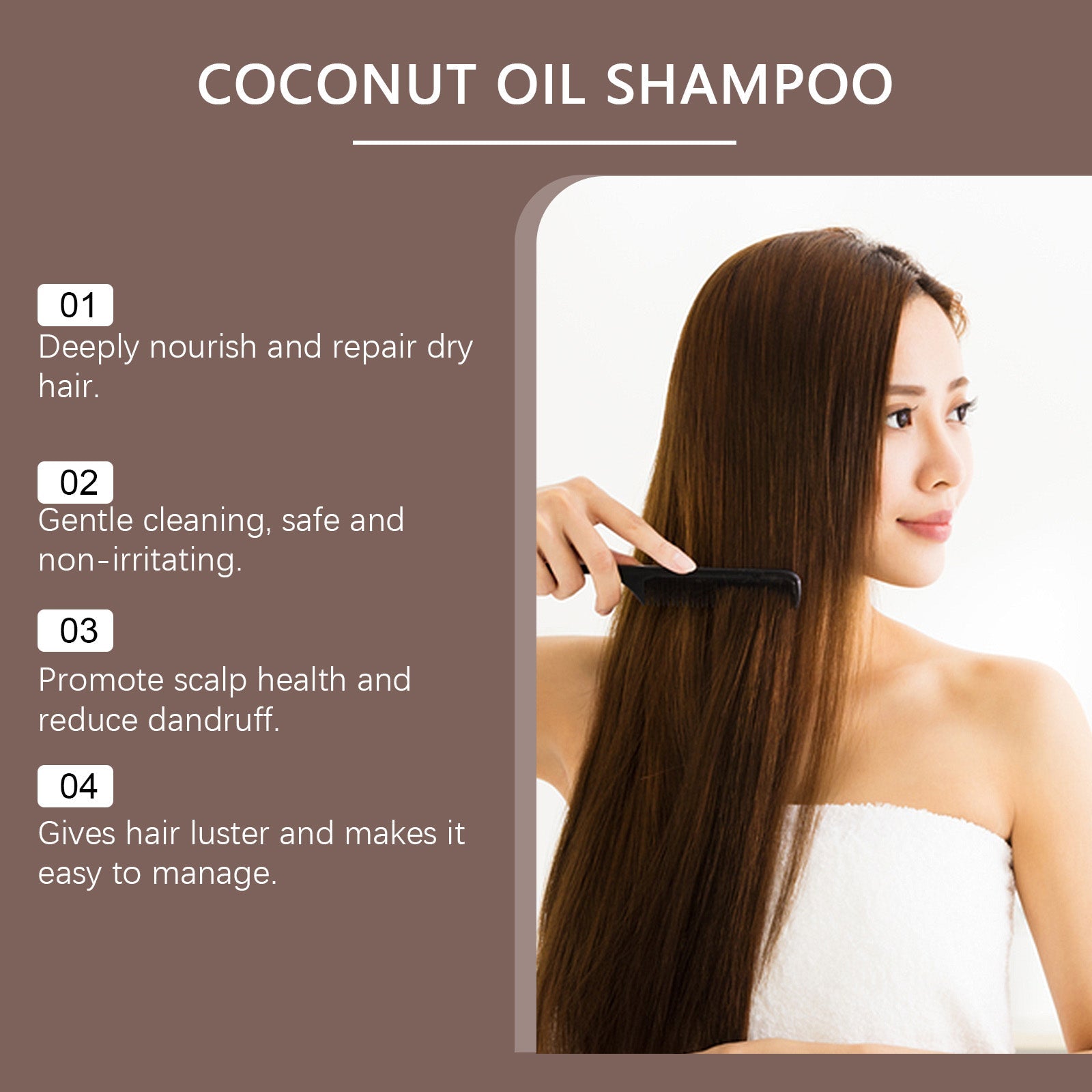 Coconut Oil Shampoo Scalp Cleansing Care Soft Shine Nourishing Hair Follicle Shampoo