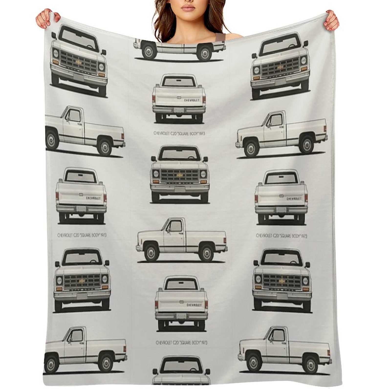 1973 C20 Square Body – Classic Chevy Pickup Triple-View Throw Blanket