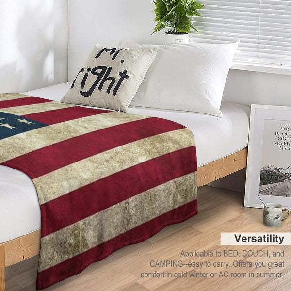 American Flag Vintage Plush Throw Blanket