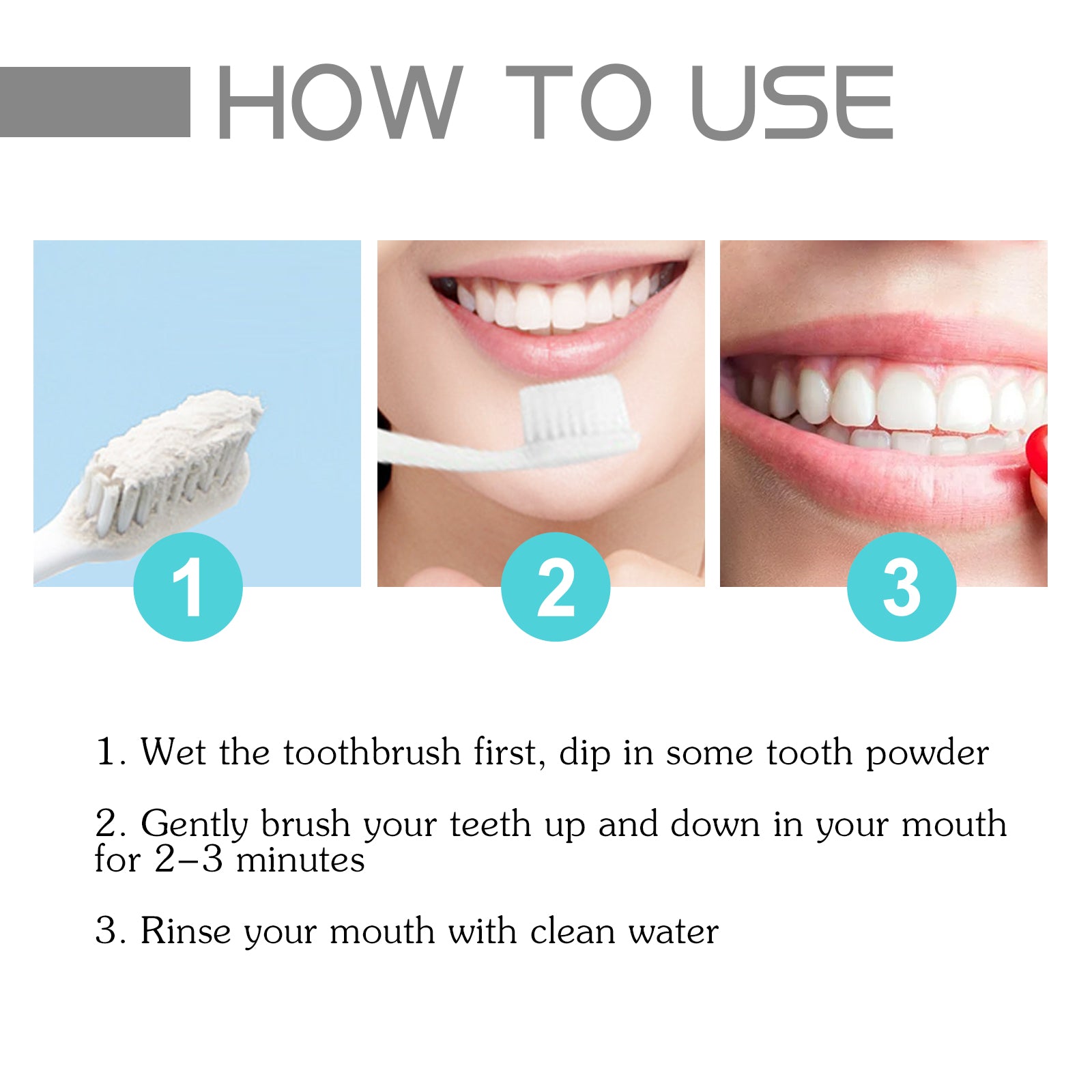 White Tooth Powder, Teeth Cleaning Brightening White Fresh Mouth Beauty Powder