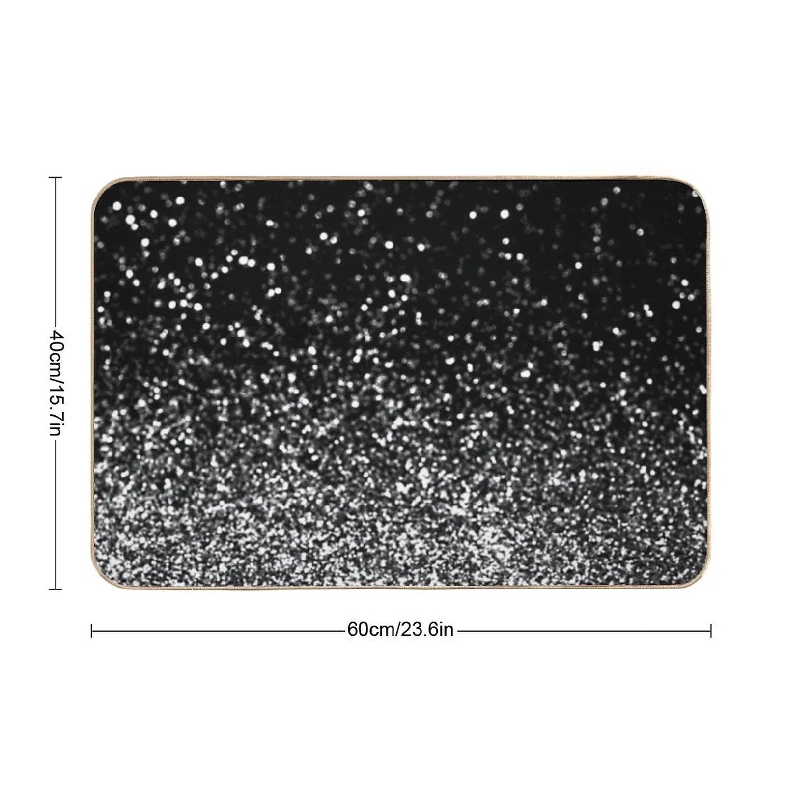 Silver And Black Glitter Bath Mat