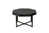 Wooden octagonal retro patchwork craft 30 inch wooden tabletop cross metal leg coffee table (Antique Black)