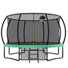 12FT Recreational Kids Trampoline with Safety Enclosure Net & Ladder, Outdoor Recreational Trampolines - Green