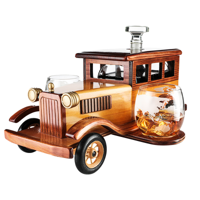 Old Fashioned Car Whiskey Decanter Set, Very Large 15
