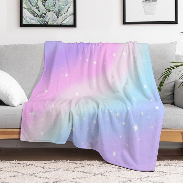 Kawaii Rainbow Magic Wrinkle-free Throw Blanket