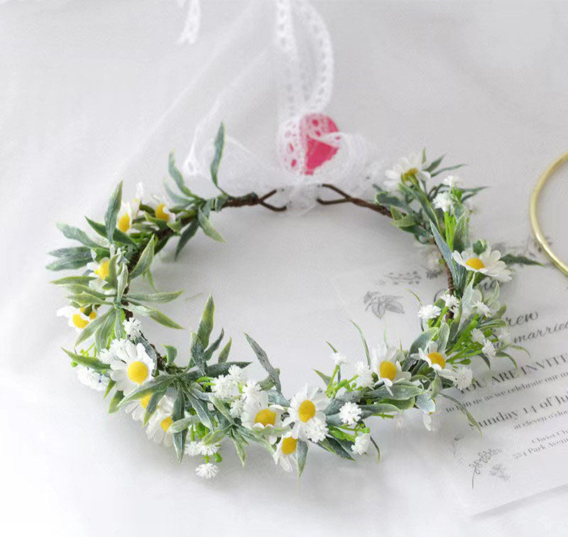 Simulated Rose Blossoms Adjustable Headwear Wreath Bridal Forest Flower Wedding Photography Scale Pretend