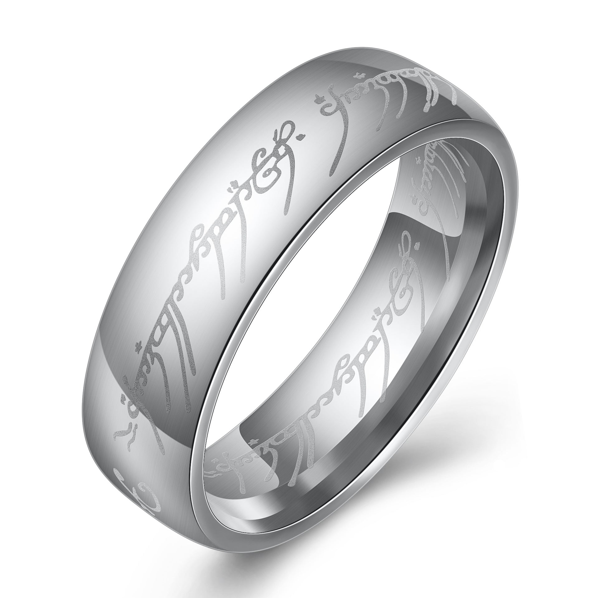 European and American movie peripheral laser Arabic font ring The Lord of the Rings stainless steel 6MM ring personality