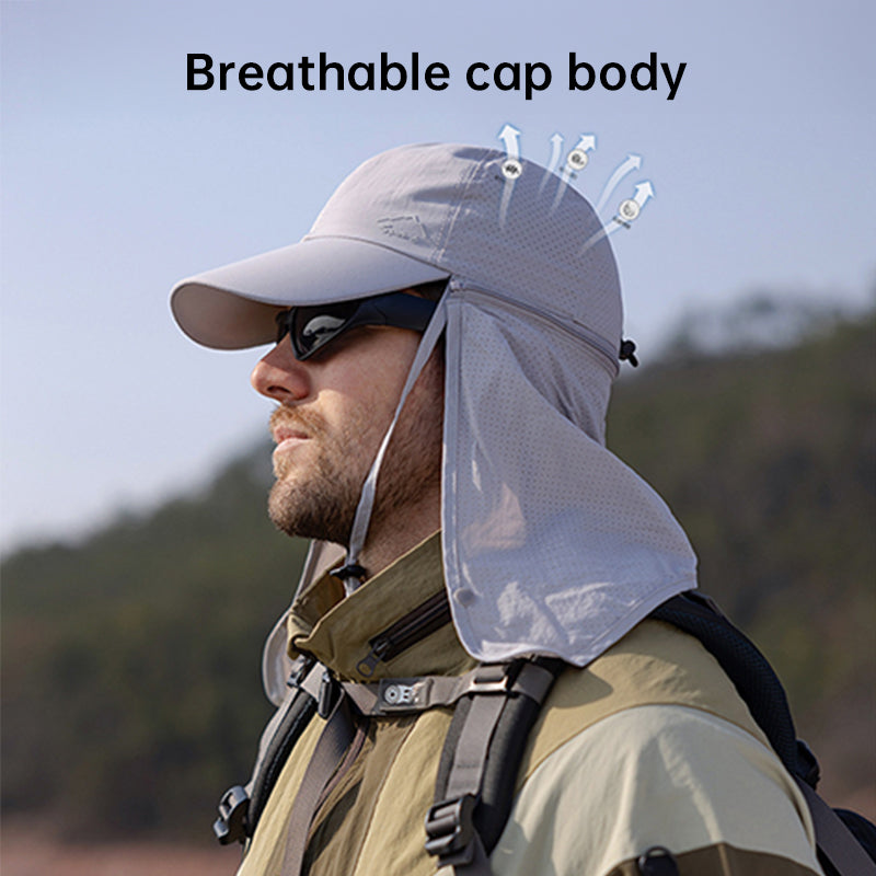 1pc Summer Baseball Cap with Detachable 360° Neck Sun Flap. For men, hiking, fishing, outdoor.